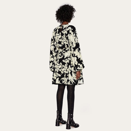 Mark - Abstract Print Dress - Black/White