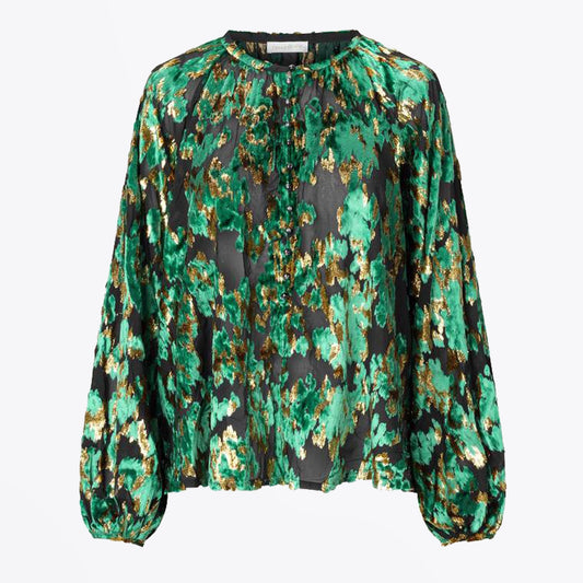 - Chris - Abstract Velvet Top - Green