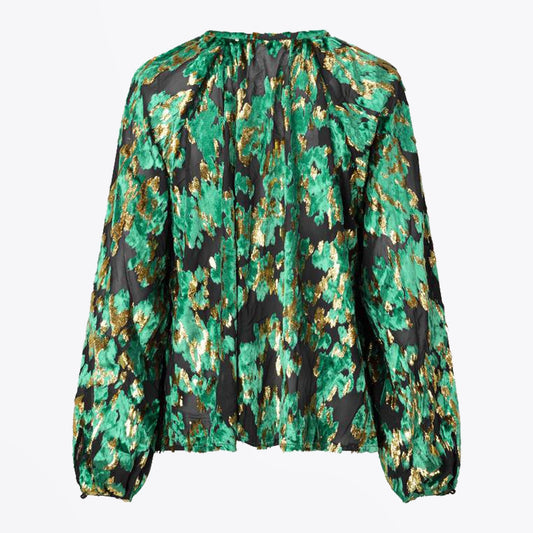 - Chris - Abstract Velvet Top - Green
