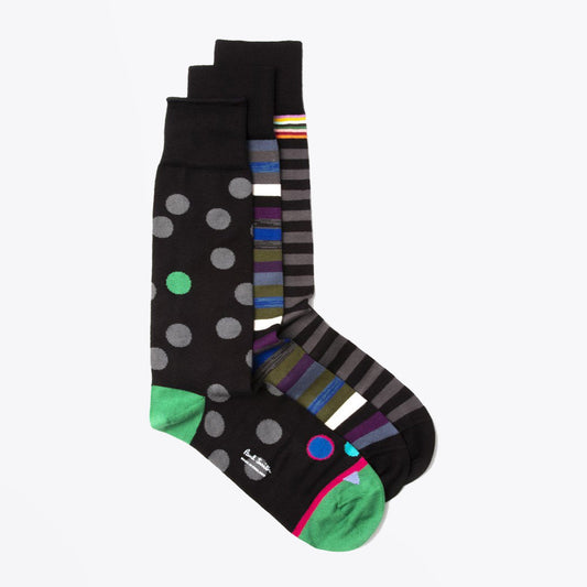- Three Pack Spots and Stripes Socks - Multi