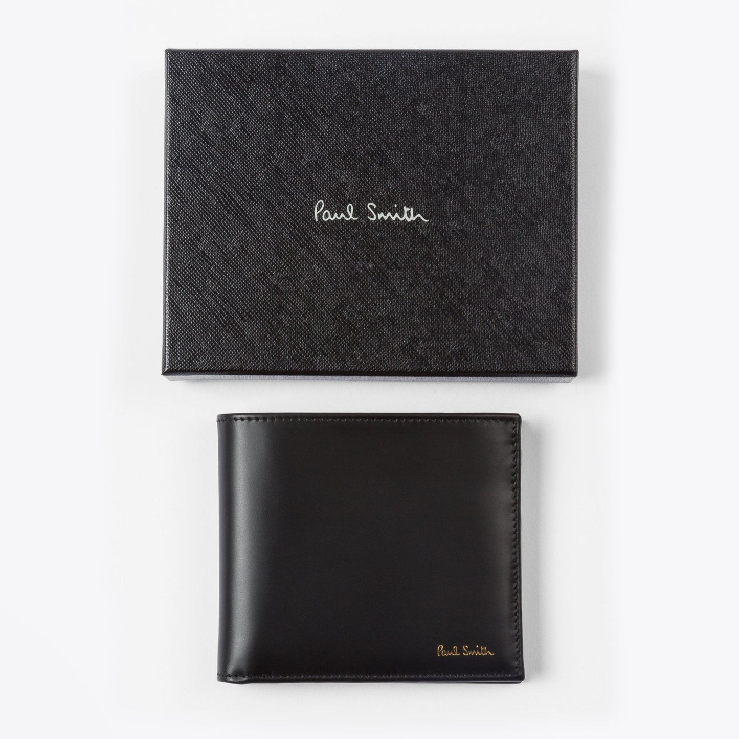 Leather Signature Stripe Interior Billfold Wallet - Black