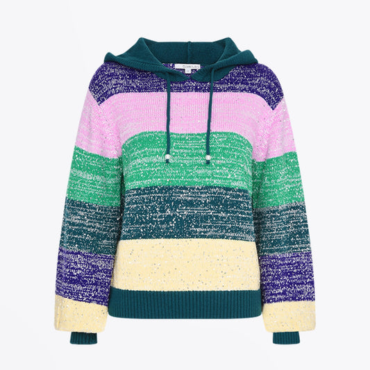 - Suki - Stripe Knitted Hoodie - Multi