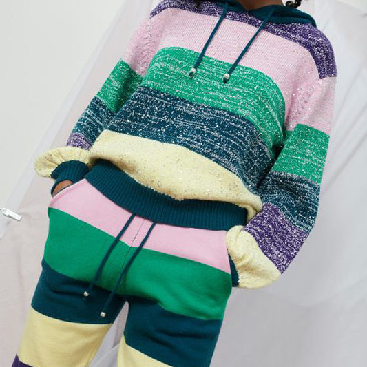 - Suki - Stripe Knitted Hoodie - Multi