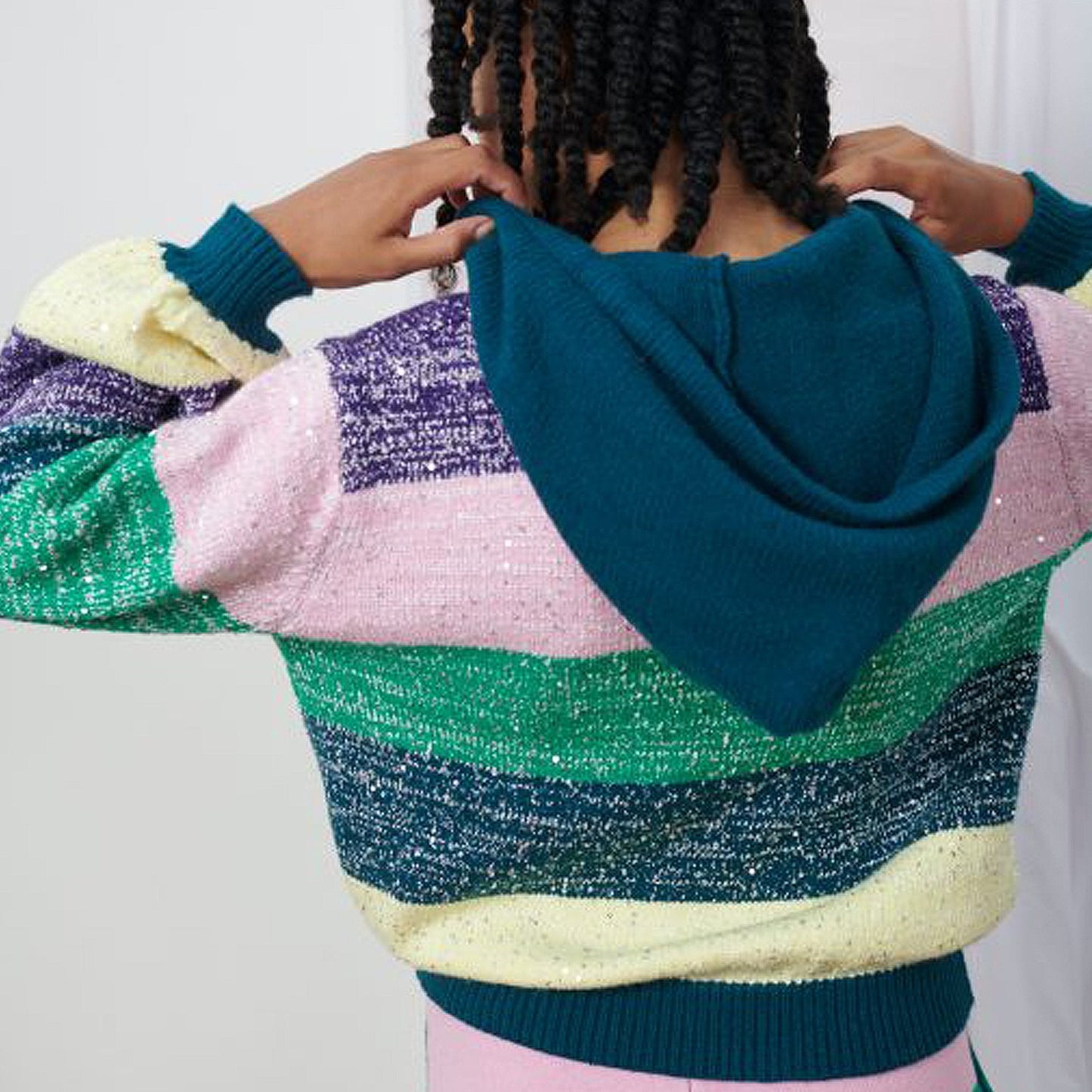 - Suki - Stripe Knitted Hoodie - Multi