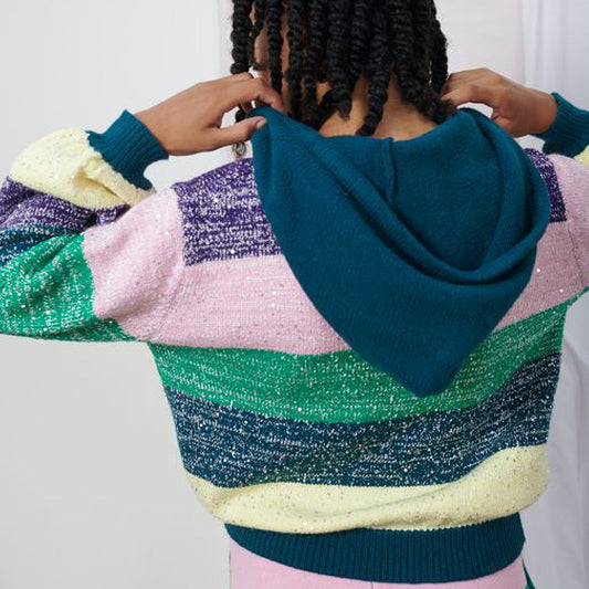 - Suki - Stripe Knitted Hoodie - Multi