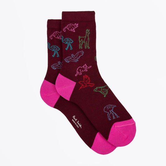 - Chile Animal Socks - Burgundy