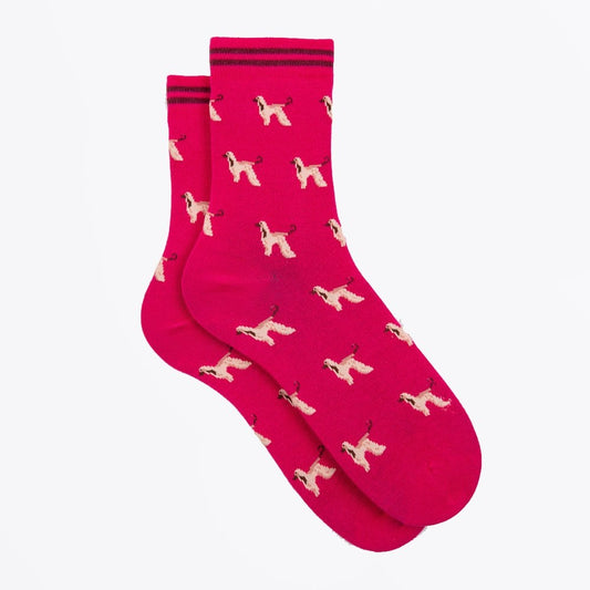 Homer All Over Dog Print Socks - Pink
