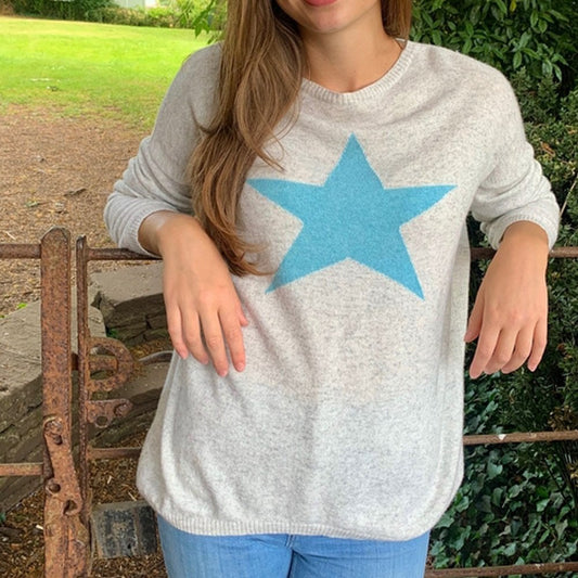 - Cashmere StarKnit - Silver/Aqua