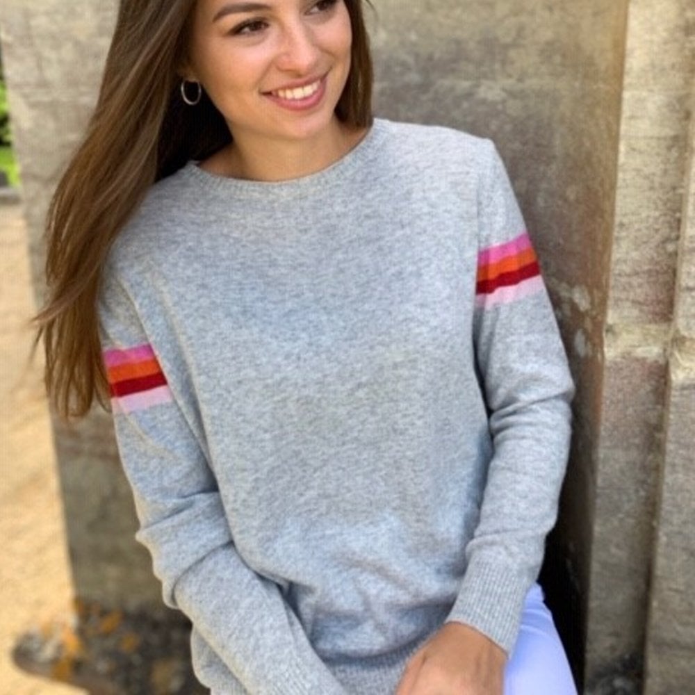 Lindy Cashmere Stripe Knit - Silver