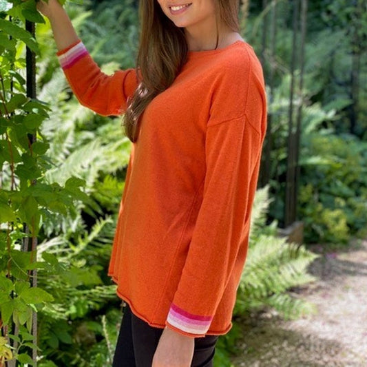 - Sofia Cashmere Back Stripe Knit - Orange
