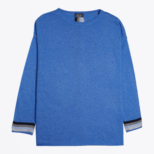- Sofia Cashmere Back Stripe Knit - Sea Blue