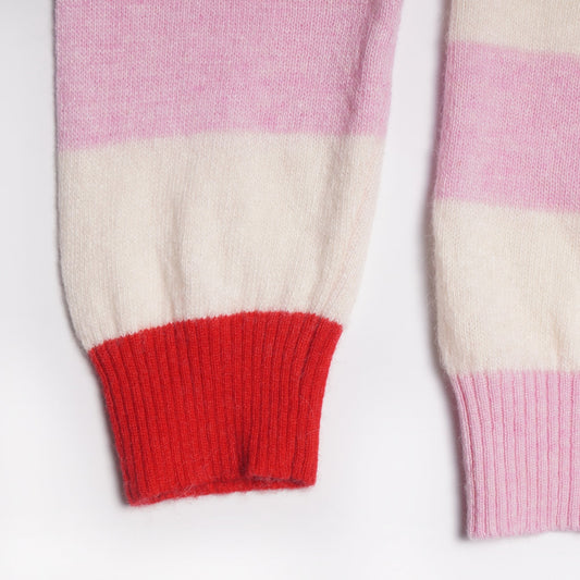 - Reese Cashmere Striped Jumper - Ivory/Pink/Red