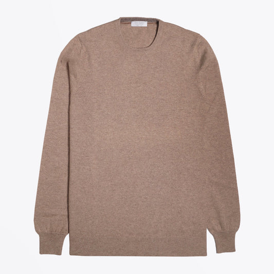 - Cashmere Crew Neck Knit Sweater - Beige