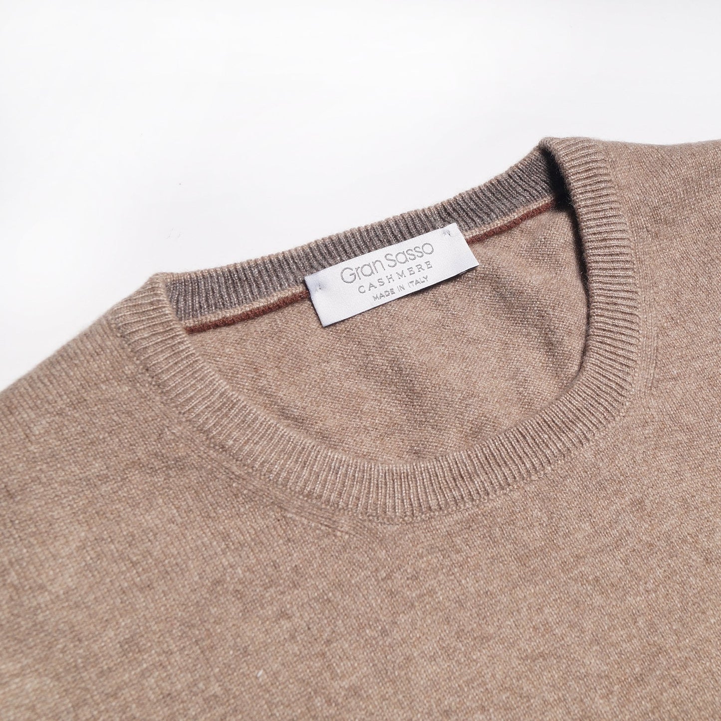 - Cashmere Crew Neck Knit Sweater - Beige