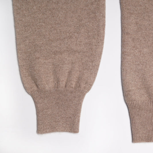 - Cashmere Crew Neck Knit Sweater - Beige