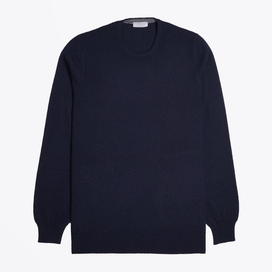 - Cashmere Crew Neck Knit Sweater - Navy