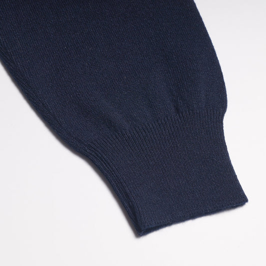 - Cashmere Crew Neck Knit Sweater - Navy