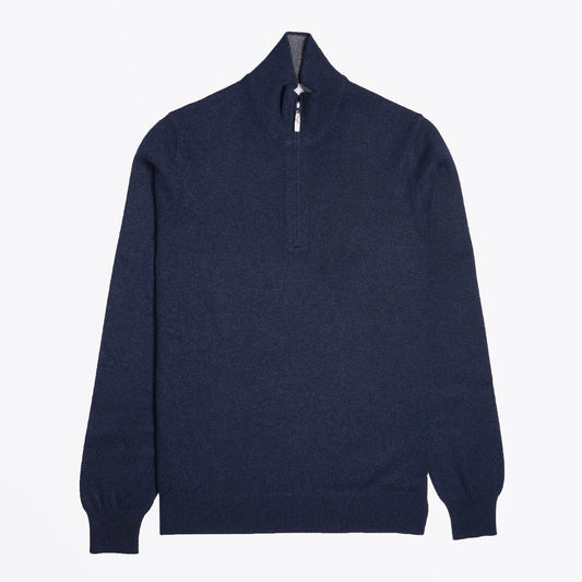 - Cashmere Half Zip Sweater - Navy