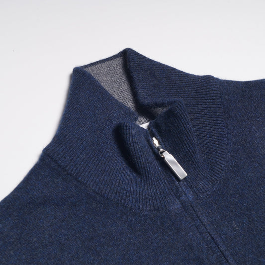 - Cashmere Half Zip Sweater - Navy