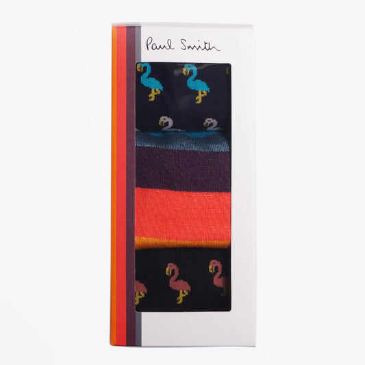 - Three Pack 'Artist Stripe' and Flamingo Motif Socks