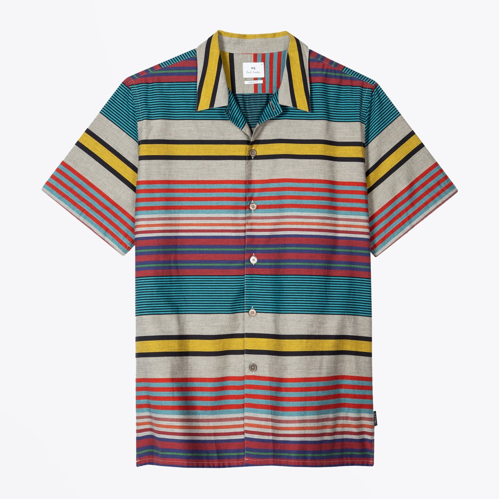 Paul Horizontal Stripe Cotton Short-Sleeve Shirt - Multi