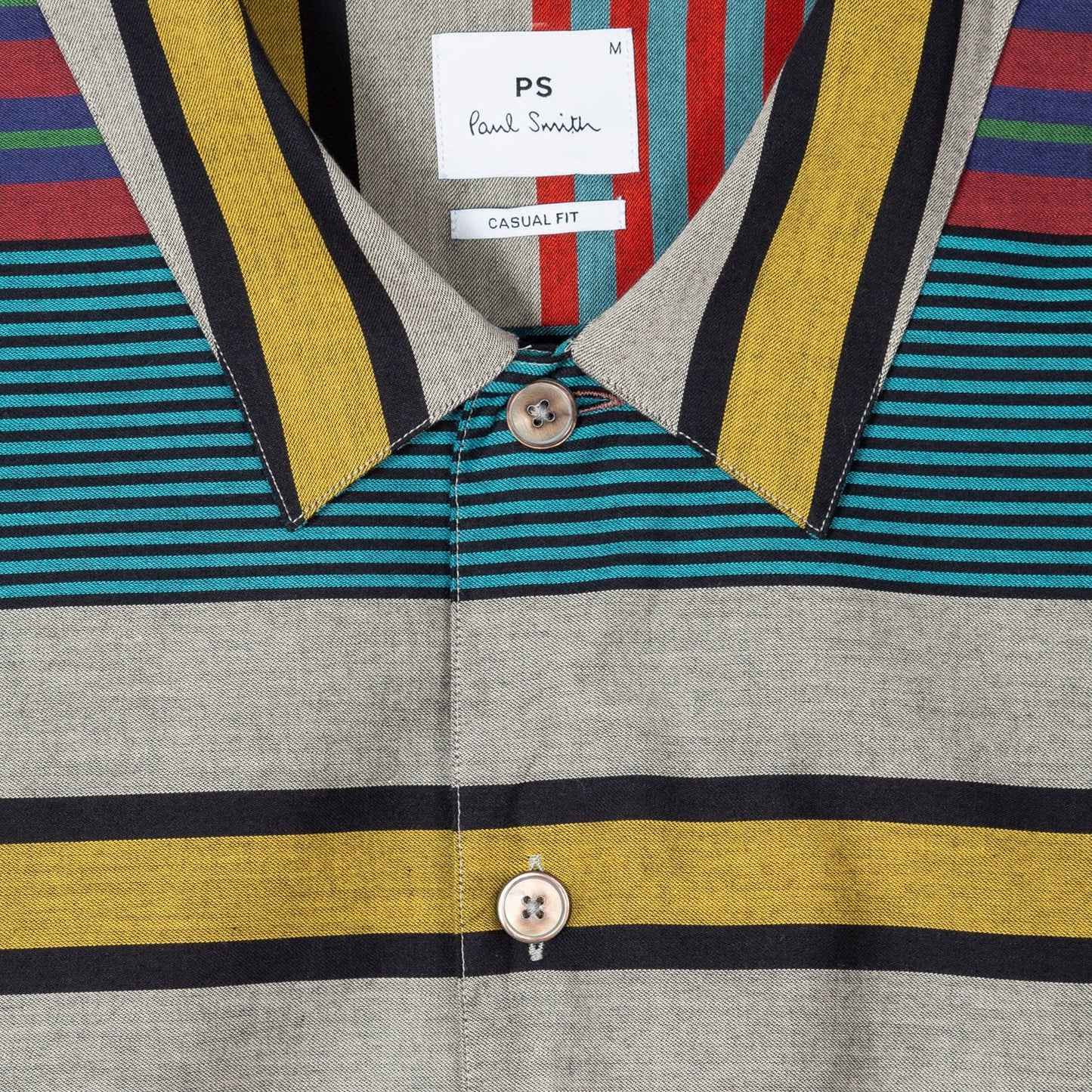 Horizontal Stripe Cotton Short-Sleeve Shirt - Multi