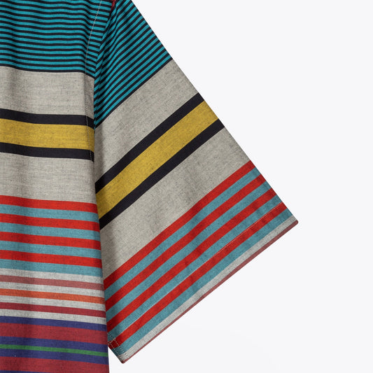 Horizontal Stripe Cotton Short-Sleeve Shirt - Multi