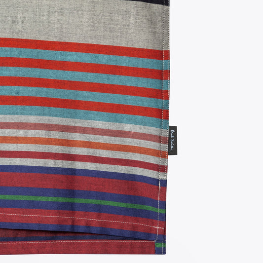 Horizontal Stripe Cotton Short-Sleeve Shirt - Multi
