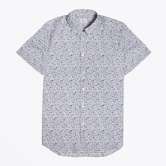 - Abstract Paint Splat Short-Sleeve Shirt - White/Multi