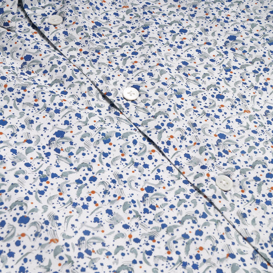 - Abstract Paint Splat Short-Sleeve Shirt - White/Multi