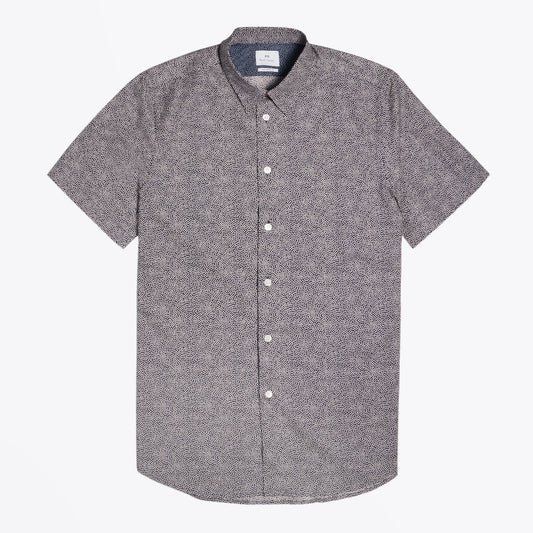 - Spot Print Short-Sleeve Shirt - Navy