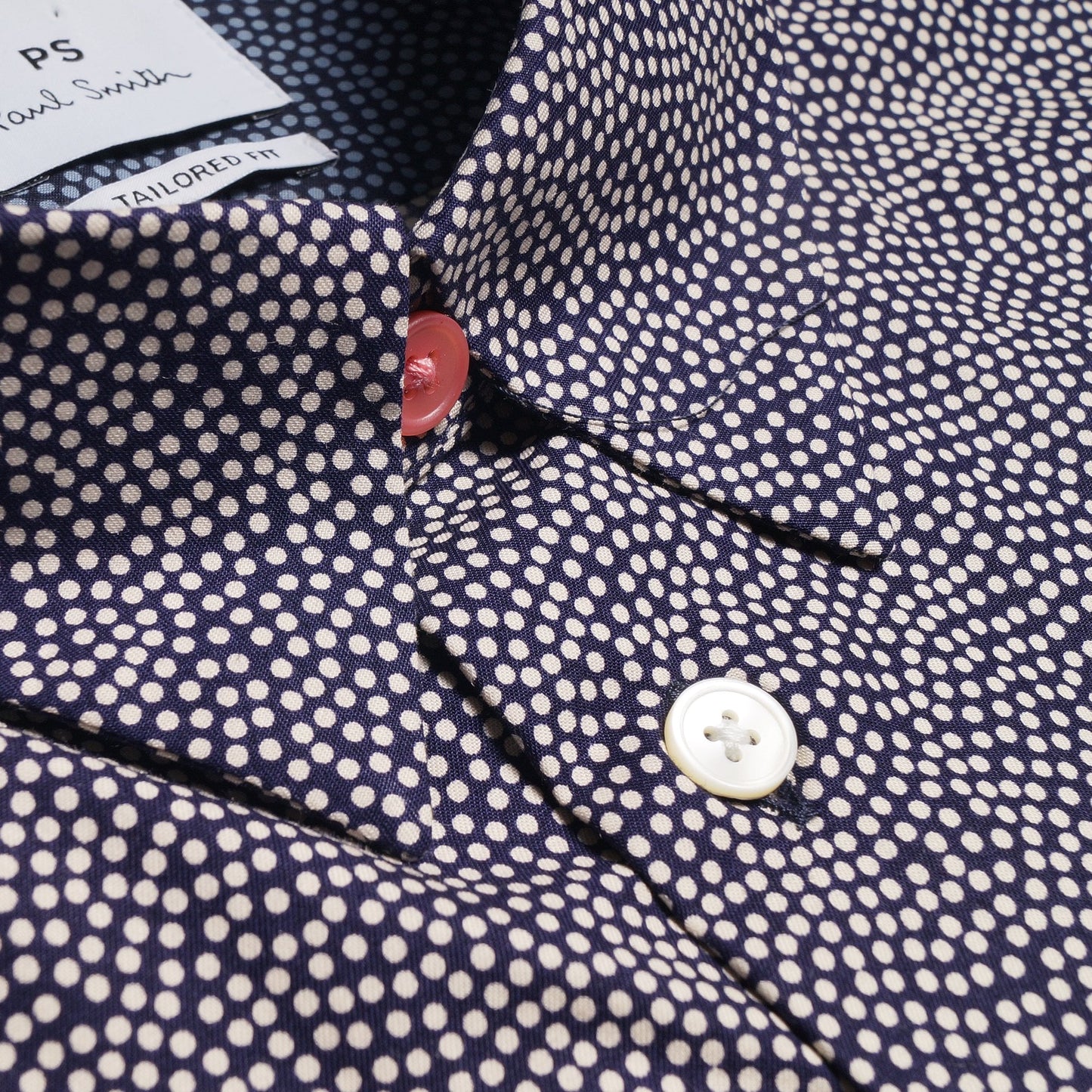 - Spot Print Short-Sleeve Shirt - Navy