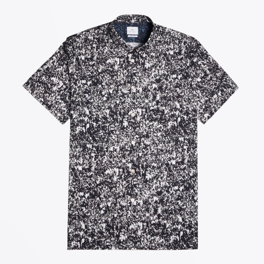 - Crowd Print Short-Sleeve Shirt - Black/White