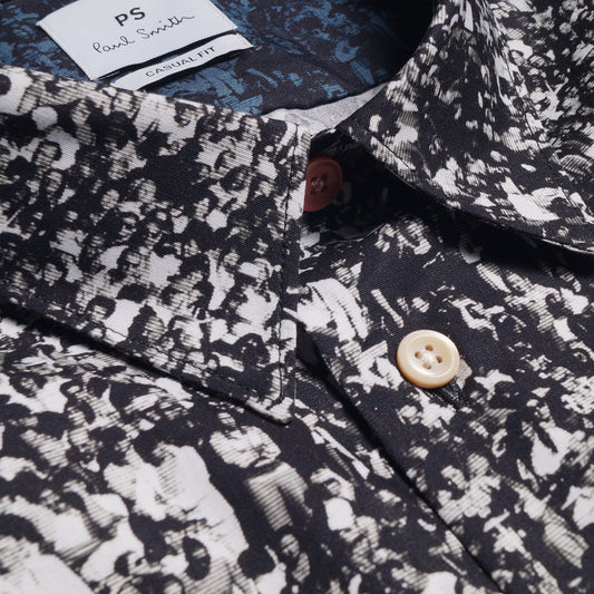 - Crowd Print Short-Sleeve Shirt - Black/White