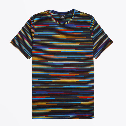 - Cotton Multi-Colour  Stripe T-Shirt - Multi