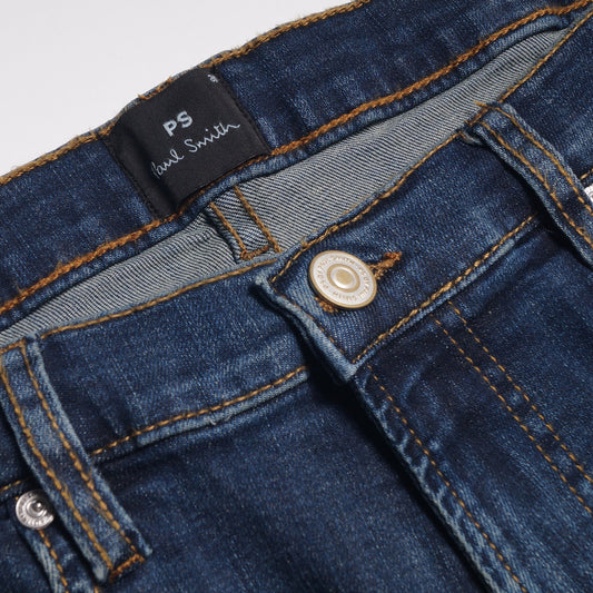 - Tapered Organic Cotton Reflex Jeans - Blue