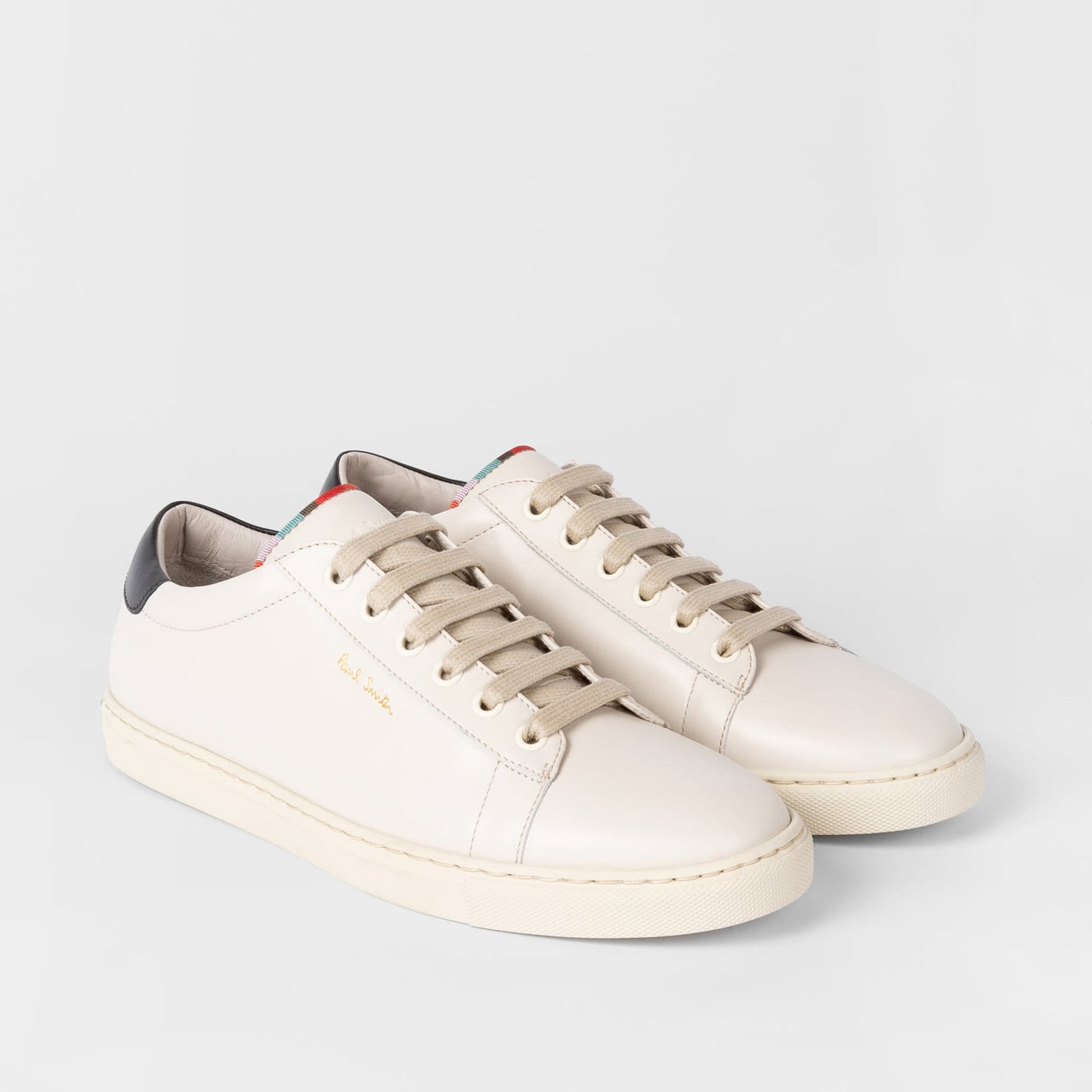Paul Leather 'Hassler' Trainers With Swirl Trim - Off-White