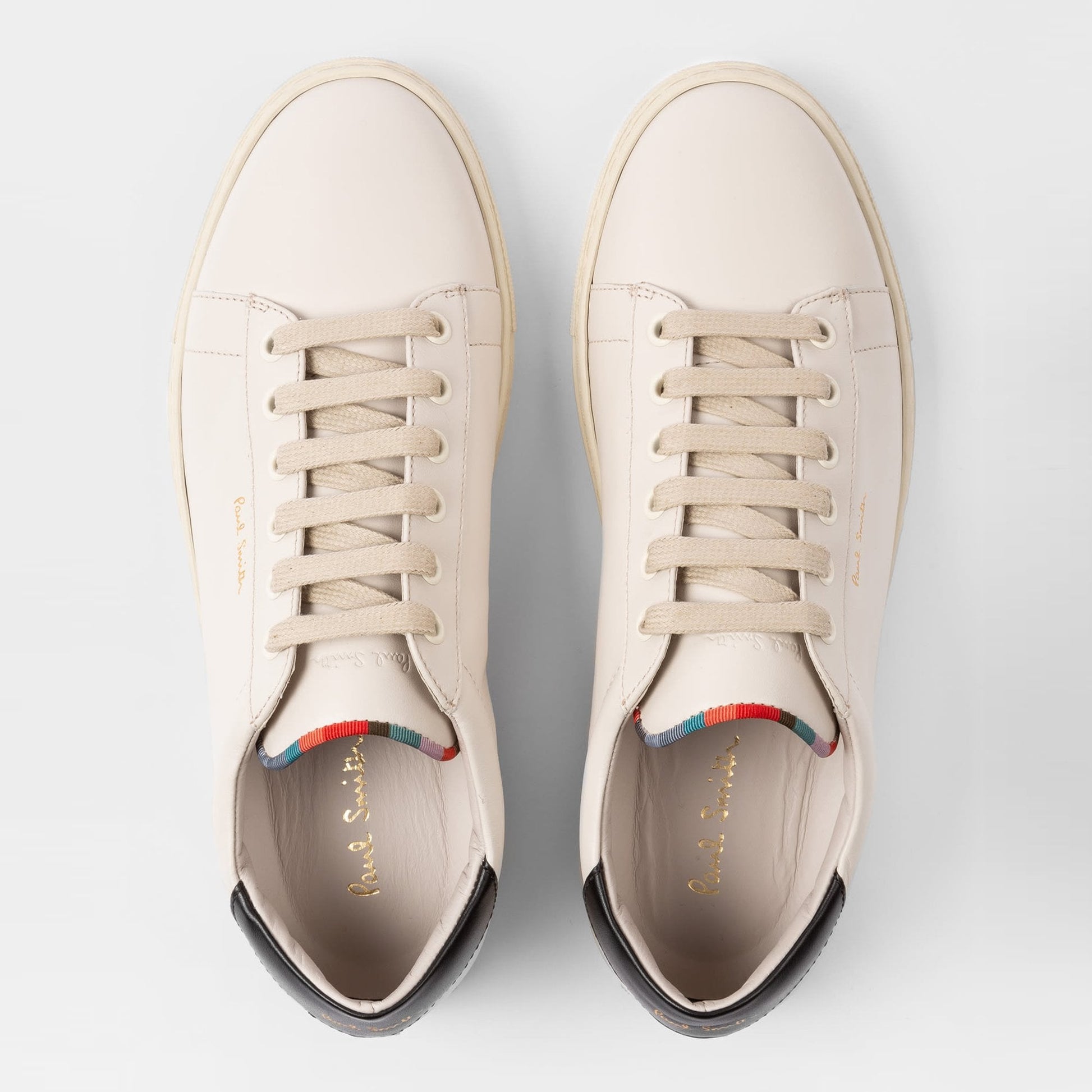 Paul Leather 'Hassler' Trainers With Swirl Trim - Off-White