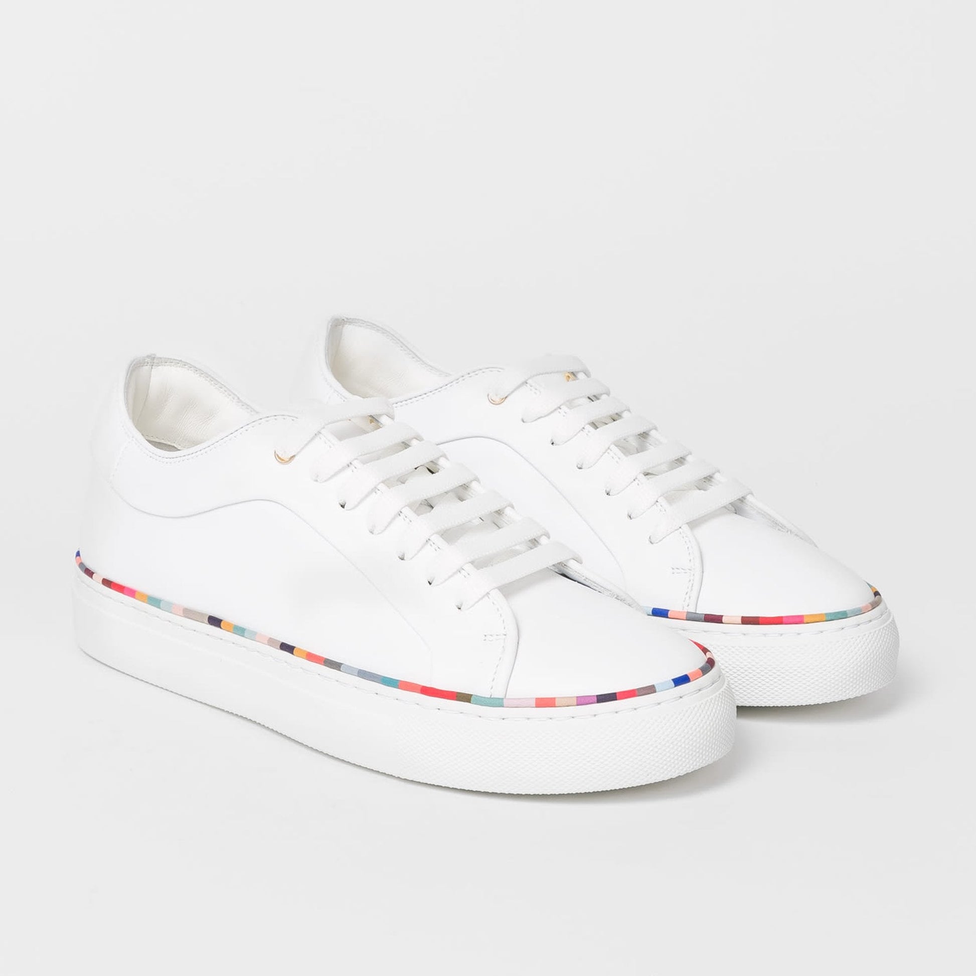 Paul Leather 'Brasso' Trainers With 'Swirl' Band - White