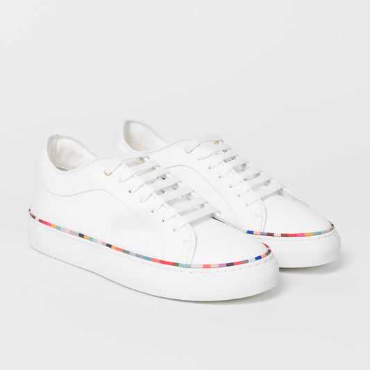 Leather 'Brasso' Trainers With 'Swirl' Band - White