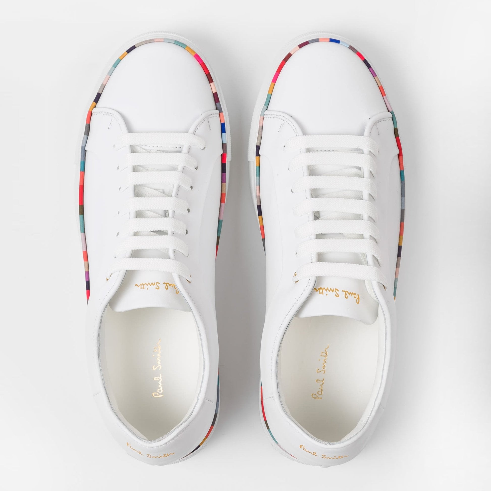 Paul Leather 'Brasso' Trainers With 'Swirl' Band - White