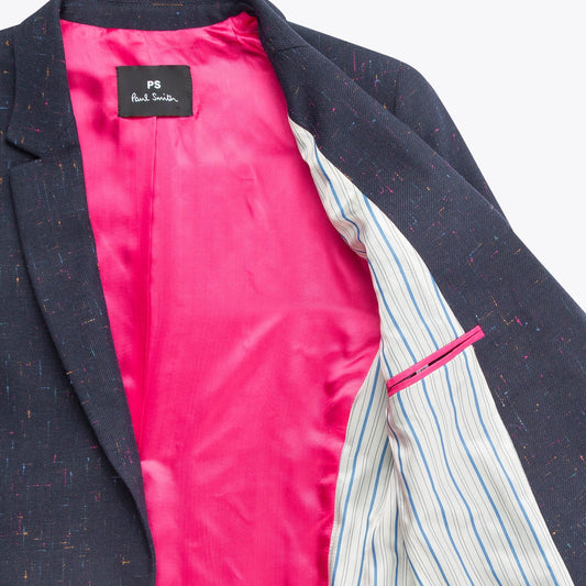 Flecked Wool-Blend Blazer - Navy