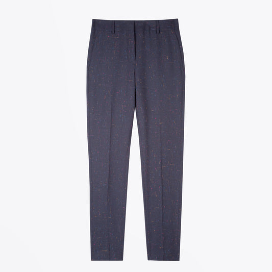 Flecked Wool-Blend Trousers - Navy