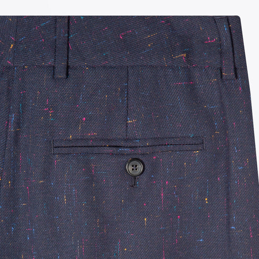Flecked Wool-Blend Trousers - Navy