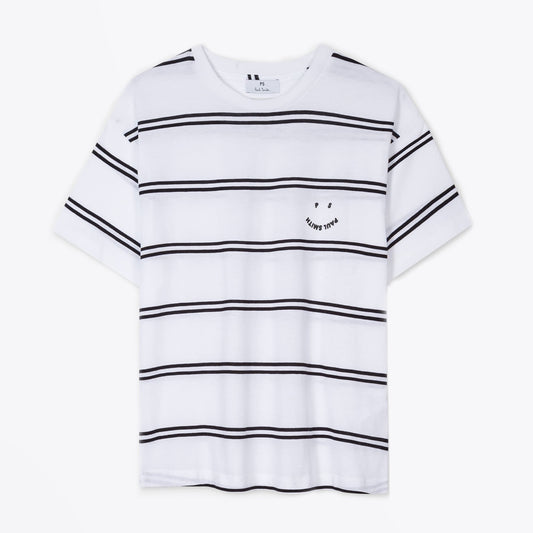 - 'Script' Stripe T-Shirt - White