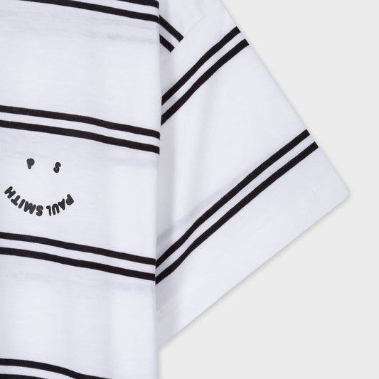 - 'Script' Stripe T-Shirt - White