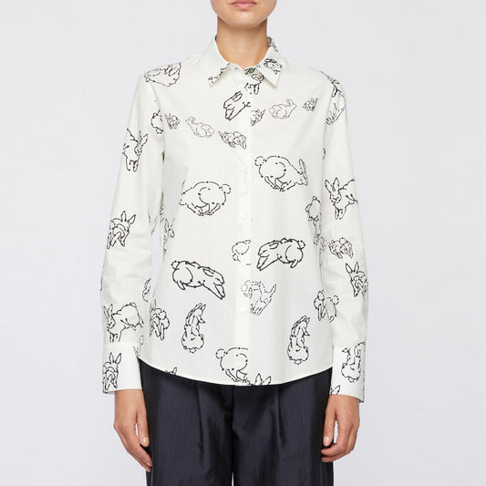- Rabbit Print Shirt - White