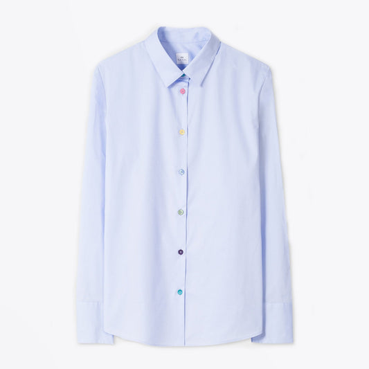 - Classic Shirt With Swirl Cuff - Light Blue
