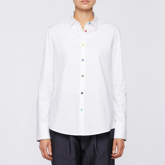 - Classic Shirt With Swirl Cuff - White