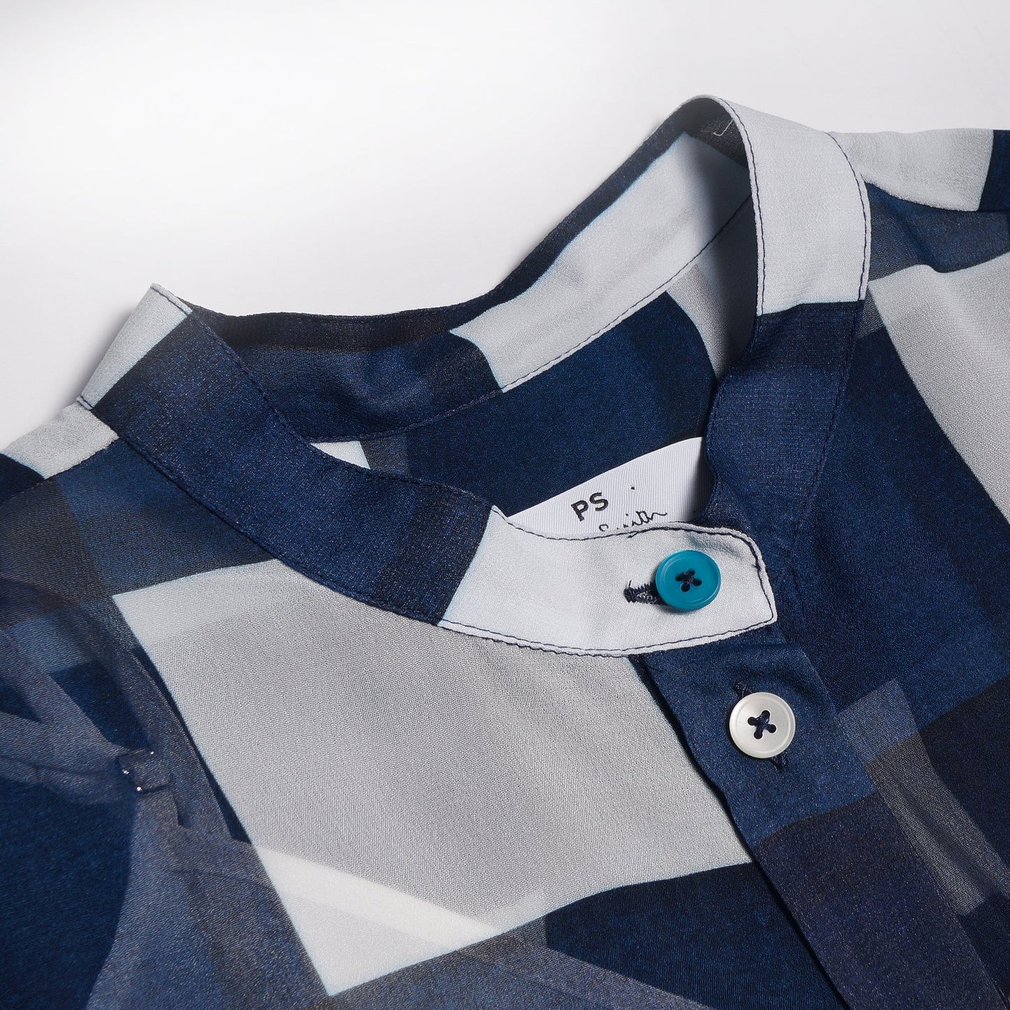 - Check Viscose Shirt With Peplum - Navy/White